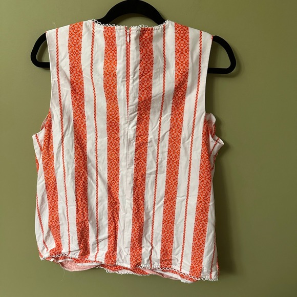 Draper James Orange White Stripe Embroidered Sleeveless Top Size 14 - Picture 5 of 10